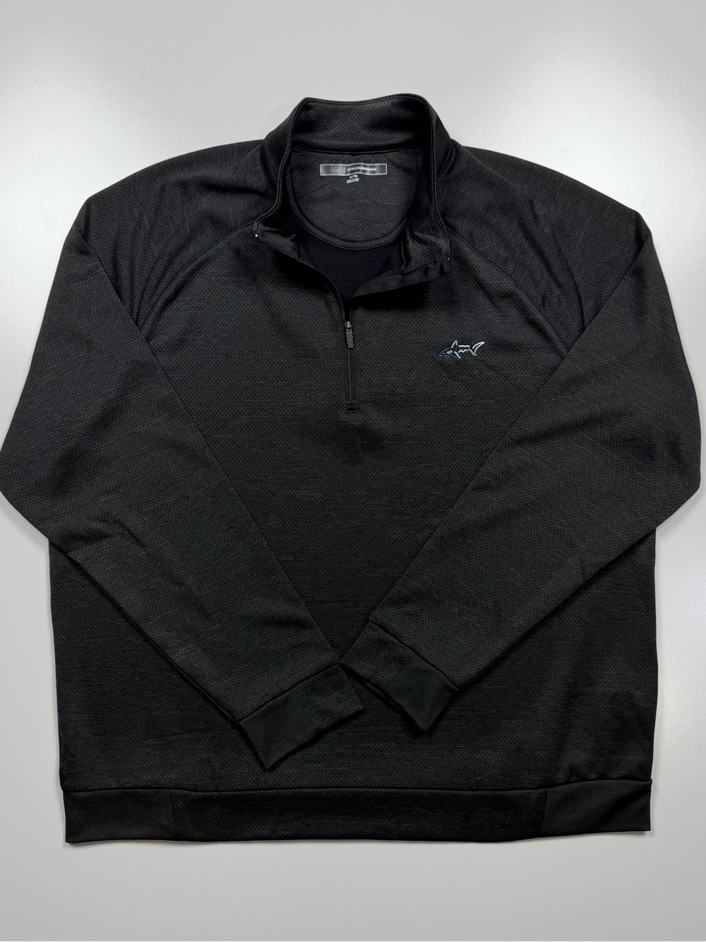 Greg Norman Men’s XL Black 1/4 Zip Performance Golf Pullover Shark Logo
